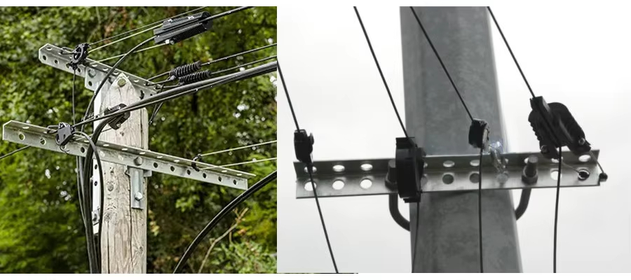 Overhead Power Telecom Crossarm Support Drop Cable 11 Holes Mount Angle Steel Bracket Cross Arm
