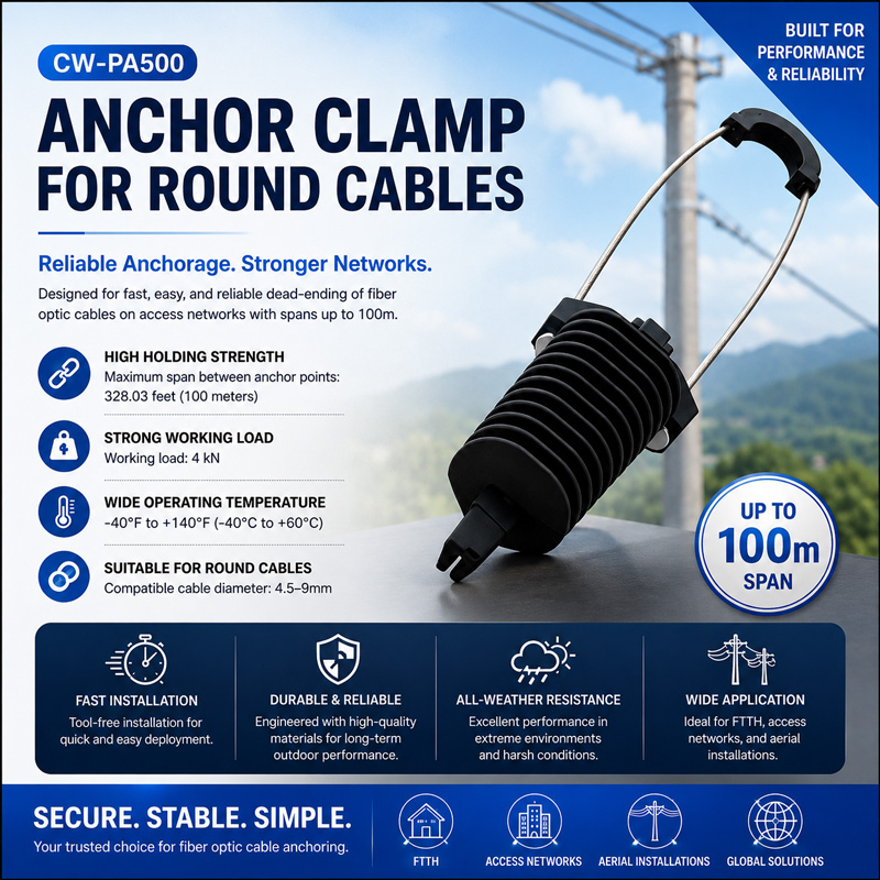 CW-PA500: Anchor Clamp for Round Cables