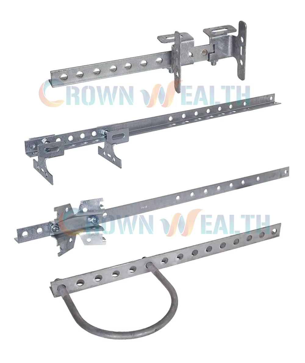 Overhead Power Telecom Crossarm Support Drop Cable 11 Holes Mount Angle Steel Bracket Cross Arm