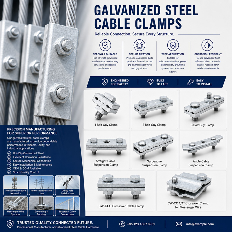 Custom Galvanized Steel Line Cable Clamp Three Bolt Guy Straight Adss Cable Suspension Guy Clamp Custom Galvanized Steel Line Cable Clamp Three Bolt Guy Straight Adss Cable Suspension Guy Clamp