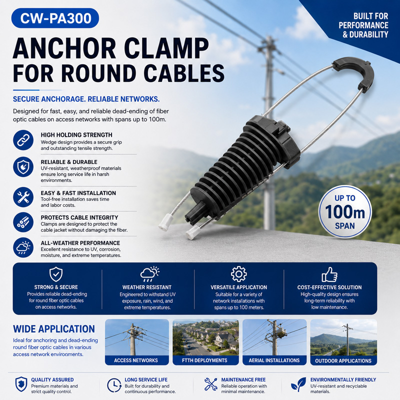 CW-PA300: Anchor Clamp for Round Cables