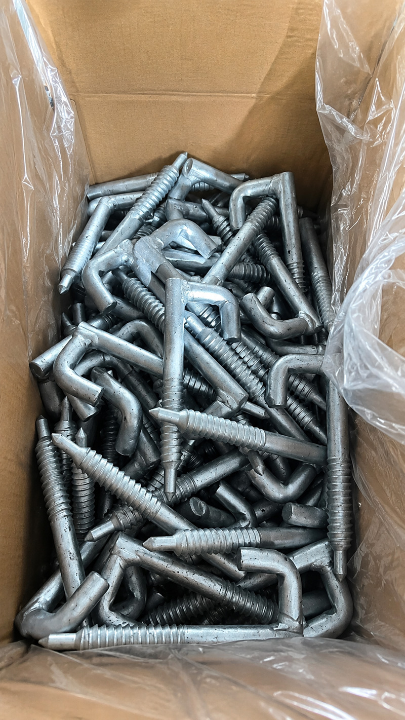 Fetter Thread Tornillo Cable Support J Hook Lag Bolt and 7/16 Drive Hook