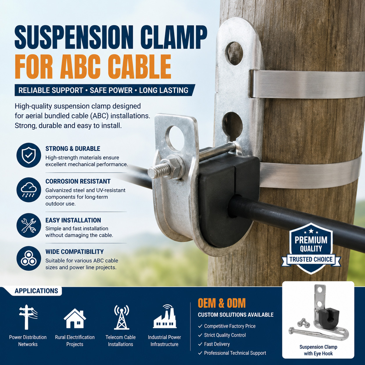 Suspension Clamp for ABC Cable: Complete Guide to Features, Applications, and Pricing