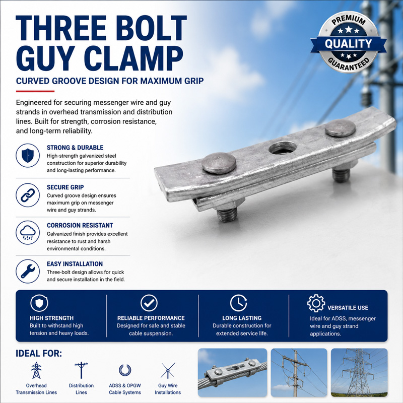 Adss Cable Pole Line Dead End Three Bolt Groove Curved Suspension Guy Clamp